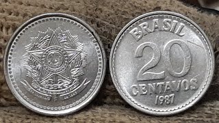 MOEDA VALIOSA 20 CENTAVOS ANO 1987 VOCÊ GUARDOU UMA VEJA O VALOR 💲 6 A 12 REAIS ✌ JESUS É BOM MESMO [upl. by Nayra]