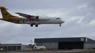 ATR 72 from Aurigny Air Services landing Guernsey Airport Channel Islands HD and full screen [upl. by Adnirual]