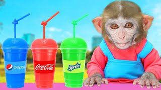 BiBi Monkey challenges with So Sweet COCA or SPRITE or PEPSI Jelly 🌈 Animal COA [upl. by Nassir]