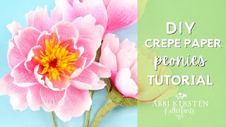 DIY Crepe Paper Peony Flower Tutorial  How to Make Paper Peonies  Abbi Kirsten Collections [upl. by Pavior]