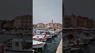 Boats at waterfront Rovinj Croatia TravelwithHugoF travelshorts croatia marina [upl. by Reivazx]