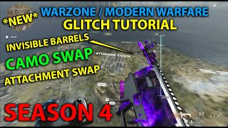 NEW MW  WARZONE CAMO SWAP GLITCH TUTORIAL AFTER SEASON 4 UPDATE ATTACHMENT SWAP INVISIBLE BARRELS [upl. by Ativoj]