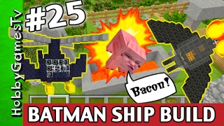 Minecraft BATMAN SPACESHIP Bat Copter HobbyKids Build Turn HobbyPig Into BACON HobbyGamesTV [upl. by Ciapas]