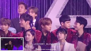 180110 WANNAONE amp WINNER amp TWICE Reaction to BLACKPINK  PWF amp AIIYL GDA All Fancam [upl. by Ojadnama]