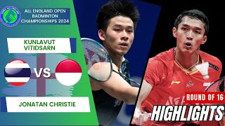 Kunlavut Vitidsarn THA vs Jonatan Christie INA  R16  All England Open 2024 [upl. by Mariele739]