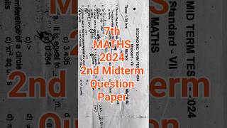 7th Maths 2nd Mid term 2024 Question Paper  Dist Kanchipuram amp Thiruvallur  Class 7 Maths 7th [upl. by Sion]