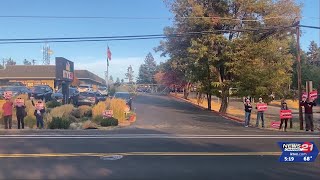 ChavezDeRemer Bynum supporters rally at KTVZ before debate [upl. by Siegel]