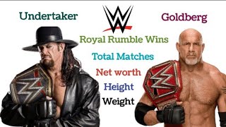 WWE Superstars Undertaker vs Goldberg comparison Age Height Weight Net worth Total Matches [upl. by Arreis129]