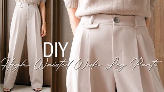 🌹DIY Wide Leg Pants  How To Make High Waisted Wide Leg Pants Trousers series [upl. by Sosthina844]