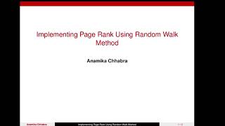 Implementing PageRank Using Random Walk Method Part  1 [upl. by Chiaki228]