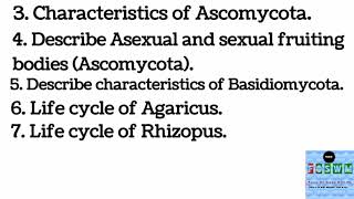 very very important long questions of CORE 3 Mycology and phytopathology👍 Please do practice Welly [upl. by Lovash]