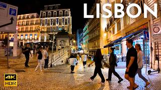 A Night Walk in Lisbon PORTUGAL 4K HDR [upl. by Ahsropal]