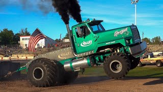 Semi Pulling 2022 Over The Top Diesel Showdown class a semis Onaway Speedway [upl. by Trent689]