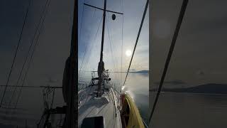 Calm day motoring on a sailboat sailboat boat [upl. by Artaed]