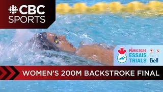 Kylie Masse and Regan Rathwell qualify for Paris 2024 in 200m backstroke at swimming trials [upl. by Flodur]