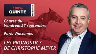 Pronostics Quinté PMU  100 Quinté du vendredi 27 septembre à Vincennes [upl. by Hofstetter446]