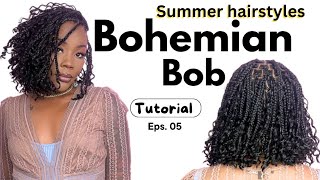 SHORT BOB KNOTLESS BOHO BRAIDS 52 braids  PERFECT SUMMER BRAIDS FT YWIGS [upl. by Raul]