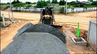 Features Building Foundation Village Road By Huge Dozer VS Motor Grader Push amp Grading Gravel [upl. by Rimhsak]