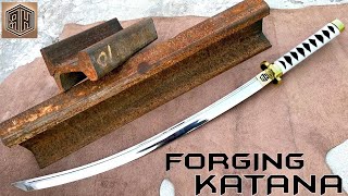 Rusted Railway Track Forged into a Beautiful KATANA [upl. by Krys]