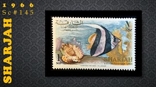 【Sharjah】1966 Sc145 Longfin Bannerfish Heniochus acuminatus [upl. by Megen53]