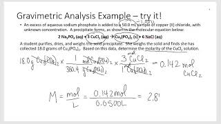 gravimetric analysis and percent yield stoichiometry [upl. by Cran]