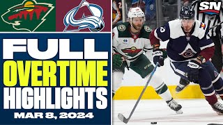 Minnesota Wild at Colorado Avalanche  FULL Overtime Highlights  March 8 2024 [upl. by Ahsi]