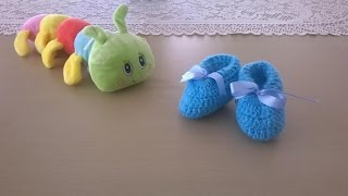 Escarpines bebé Cómo tejer zapatos o patucos para bebé en crochet [upl. by Eikcir797]