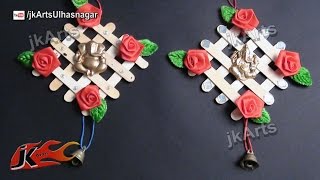 Wall Hanging from Ice Cream Stick  Popsicle Sticks  How to make  JK Arts 499 [upl. by Enaj562]