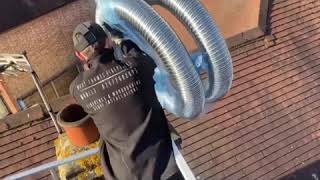 How to Lining a Chimney In Egham Surrey  From Access Platform truck [upl. by Awjan]