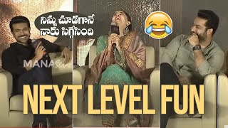 Alia Bhatt Making Hilarious Fun With NTR and Ram Charan  RRR Telugu Press Meet  Manastars [upl. by Anrahc]