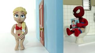 SPIDERMAN PEE ON THE ELSA´S BATHTUB 💗 Frozen Play Doh Cartoon Stop Motion [upl. by Eihs]