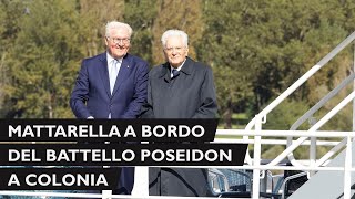 Mattarella sale a bordo del battello Poseidon al molo di Colonia [upl. by Callida]