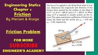 Determine the magnitude and direction of the friction force Chapter 6 Friction  Engineers Academy [upl. by Ritch]