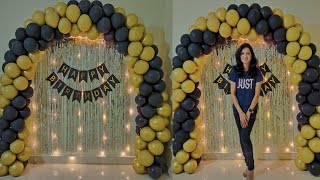 simple amp Easy 2Color Spiral Balloon Arch without stand Birthday New Year Backdrop decoration ideas [upl. by Claire]