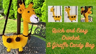 Very Easy Crochet PatternA Giraffe Candy Bag for Halloween Crochet rapide Un sac de bonbons girafe [upl. by Acnaiv]