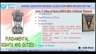 IGNOU  MPS001  Unit 7 Idea of Duty  PART 1 [upl. by Carilyn374]