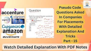 Pseudo Code For Infosys Capgemini Accenture Part 15 itjobs pseudocode interviewquestions [upl. by Nalac818]