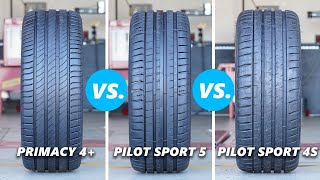 Michelin Pilot Sport 5 vs Pilot Sport 4S vs Primacy 4 The Differences Tested and Explained [upl. by Etteb709]