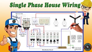 Single Phase House Wiring Diagram  Energy Meter  Single Phase DB Wiring [upl. by Ahsiekel]