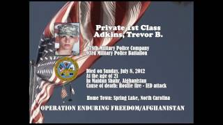 US Army Memorial Tribute  Afghanistan War  US Army Private 1st Class Adkins Trevor B  NC [upl. by Labina]