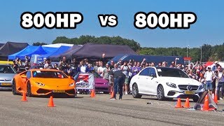 800hp MercedesAMG E63s vs 800hp Lamborghini Huracán [upl. by Hameerak]