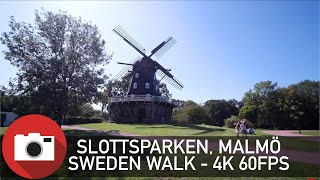 Slow TV  Walking in Slottsparken Malmö Sweden  4K 60 FPS DJI Ronin SC [upl. by Artinad625]