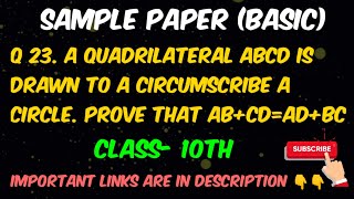 a quadrilateral ABCD is drawn to a circumscribe a circle prove that ABCDADBC Edulover [upl. by Olnay]