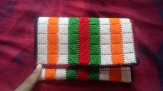 Plastic canvas purse  woolen crafts part  1 [upl. by Ayatnahs]