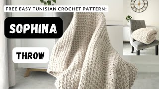 Beautiful EASY Tunisian crochet throw pattern Sophina Throw step by step tutorial [upl. by Merp]