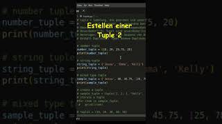 Python Kurs 17 Erstellen einer Tupel mibalinuxtech mibamathematik [upl. by Jr570]