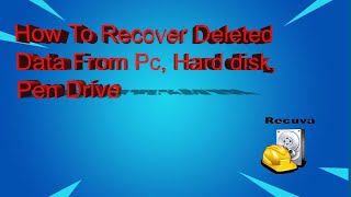 How To Recover Deleted Data From Pc Hard disk Pen drive Recover Data From Formatted Pen Drive [upl. by Enttirb]