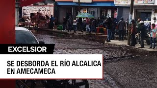 Desbordamiento del río Alcalica en Amecameca se lleva un tianguis [upl. by Cressy456]