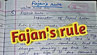 Fajans rule  inorganic chemistry  for class 11 12 and bsc student fajans rule short notes [upl. by Zere]