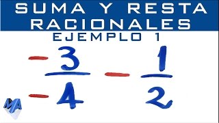 Suma y resta de números racionales  Fracciones negativas  Ejemplo 1 [upl. by Nolyarb]